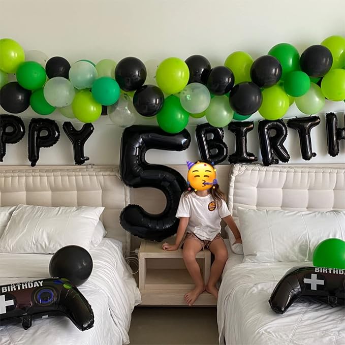 Black 5 Balloons, 40 Inch Large Foil Number Balloons Set 0-9, Self Inflating Digital 5 Helium Balloon for Boys Men Women 5th 50th Age Birthday Anniversary Party Decorations Photo Shoot Supplies