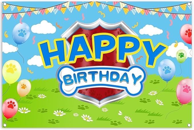 5x3ft Cartoon Dog Theme Backdrop Cartoon Photography Background Kids Boys Girls Birthday Party Decorations Photo Booth Banner Props