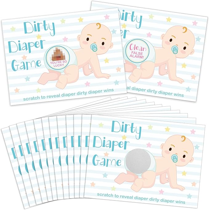 Geyee 60 Pieces Baby Shower Scratch off Game Funny Raffle Cards Baby Shower Party Games Decorations Cute Activity for Activity and Idea for Boy Girl(Nude Color)