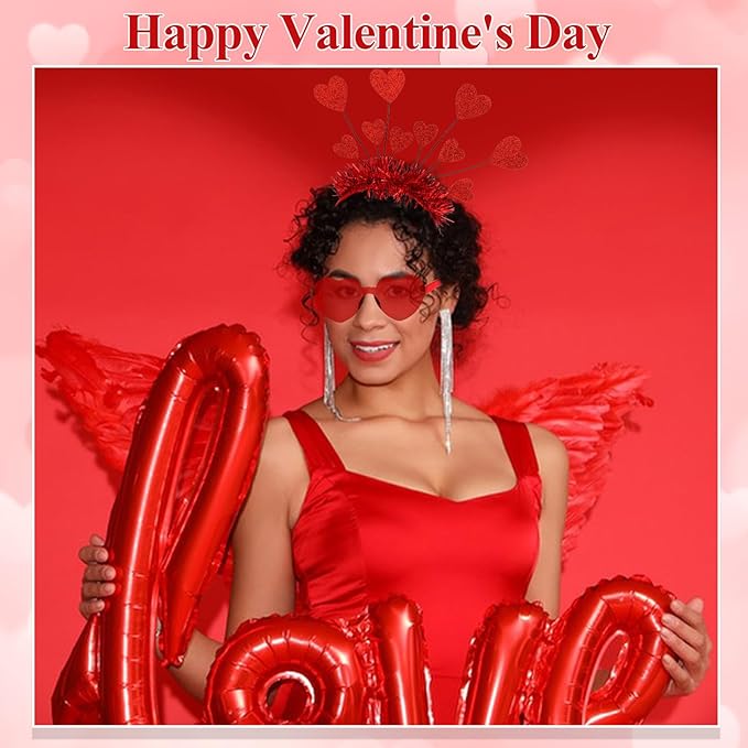 Semato valentines Day Headbands with Red Heart Sunglasses for Valentines Day Accessories Galentines Party Favors Halloween Costume