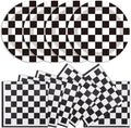 40Pcs Race Car Party Supplies Paper Plates and Napkins, 9 Inch Disposable Black White Checkered Flag Plates and Napkins for Race Car Birthday Party Decorations (Checkered)
