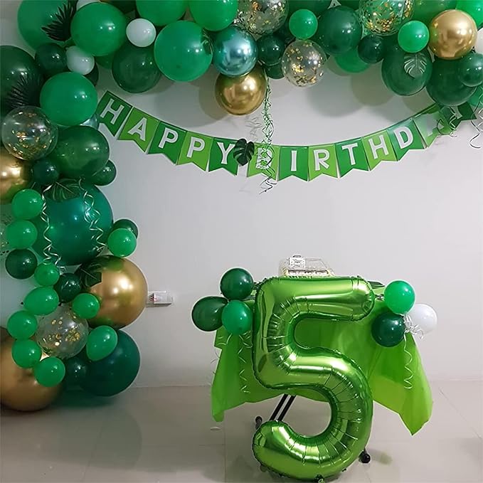 Green 2 Balloons, 40 Inch Giant Helium Foil Number 0-9 Green Birthday Balloon for Boys Girls, Self Inflating Digit 2 Balloons for Women Men Anniversary Jungle Football Party Decorations Supplies