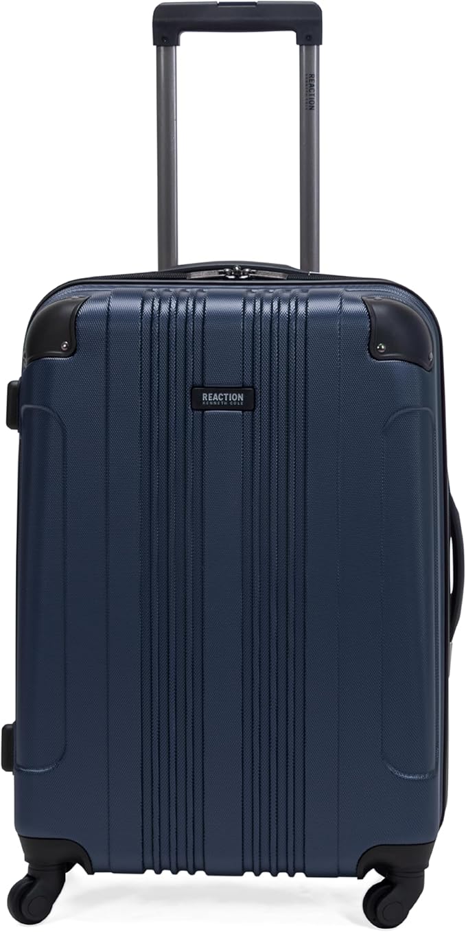 Kenneth Cole REACTION Out of Bounds Lightweight Hardshell 4-Wheel Spinner Luggage, Naval, 24-Inch Checked