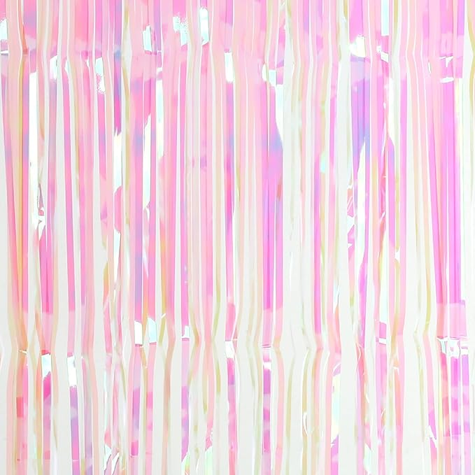 Dazzle Bright 4 Pack Backdrop Curtain, 3FT x 8FT Metallic Tinsel Foil Fringe Curtains Photo Booth Background for Baby Shower Party Birthday Wedding Engagement Bridal Shower (Multicolor)