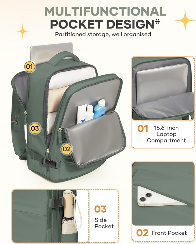 coofay Large Travel Backpack For Women Men Airline Approved Carry On Backpack Flight Approved Waterproof Sports Luggage Backpack Casual Daypack Small Hiking Backpack