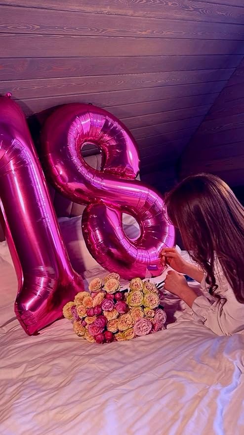 Rosy Purple Foil Number 8 Balloon 40 Inch, Helium Mylar Eight Number 8 18 28 38 48 58 80 88 Birthday Balloons, 8th Rosy Purple Women Men Wedding Anniversary, Graduations Party Supplies