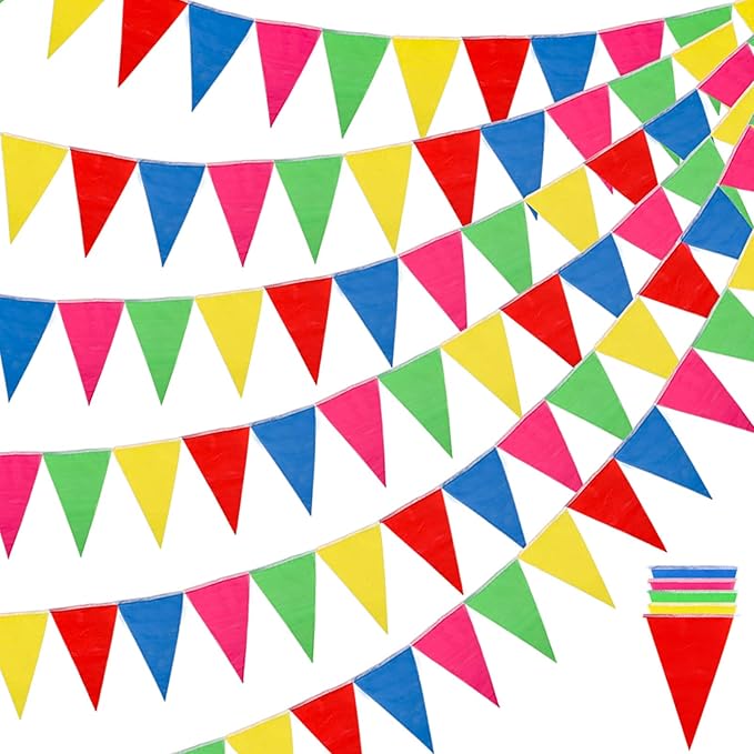RUBFAC 1020ft 720pcs Colorful Pennant Banner Flags Multicolor Bunting String Triangle Flags Bulk, Garland for Grand Opening, Carnival Theme Birthday Party Decoration Outdoor Events Classroom Decor
