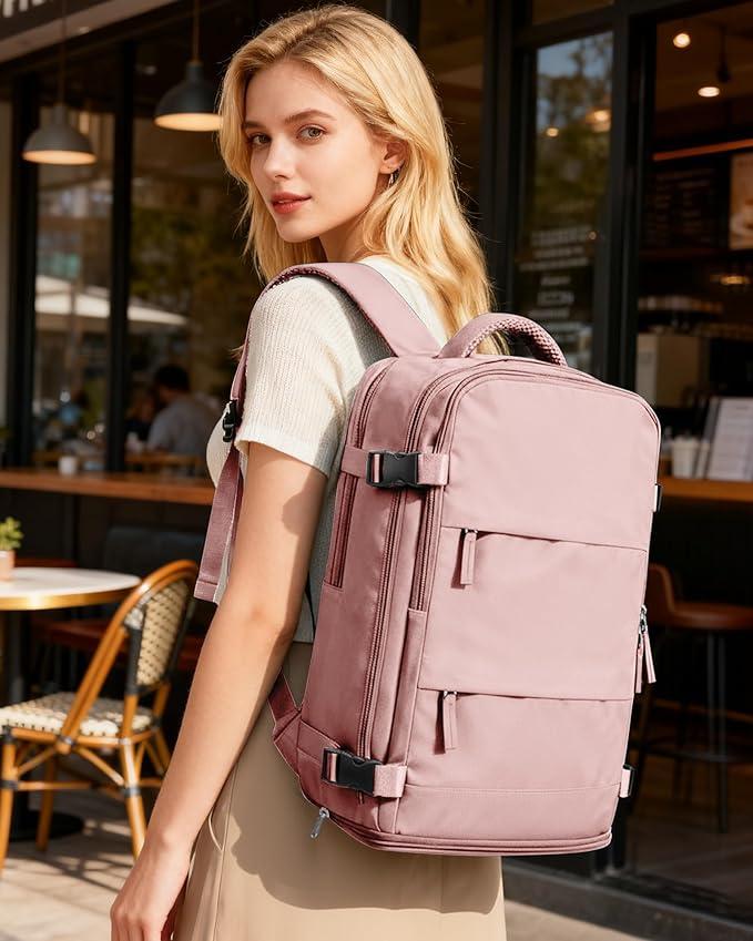 coofay Personal Item Travel Backpack for Women Airline Approved Carry on Backpack Flight Approved Waterproof Sports Luggage Backpack Casual Daypack Small Hiking Backpack Pink Backpack