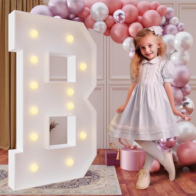 imprsv 4FT Marquee Light Up Letters for Birthday Party Decorations Large Marquee Letters for Baby Shower Bridal Shower Anniversarty Party Decor,Letter B