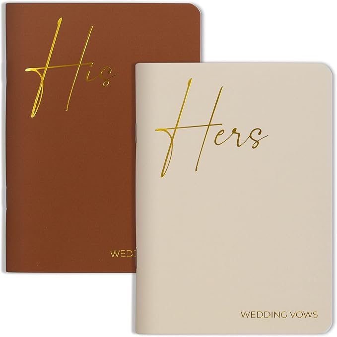 Elegant Vow Books With Gold Foil Lettering For Your Wedding - Perfectly Sized His and Hers Vow Books With Plenty Of Pages To Write Whatever is on Your Heart - A Beautiful Addition For The Wedding Day