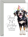 74th Birthday Cards for Grandpa - Party Dog - Happy Birthday Card for 74 Year Old Grandpa from Grandson Granddaughter, A5 Bday Men Man Him Greeting Cards Gift for Grandpa Birthday Gifts