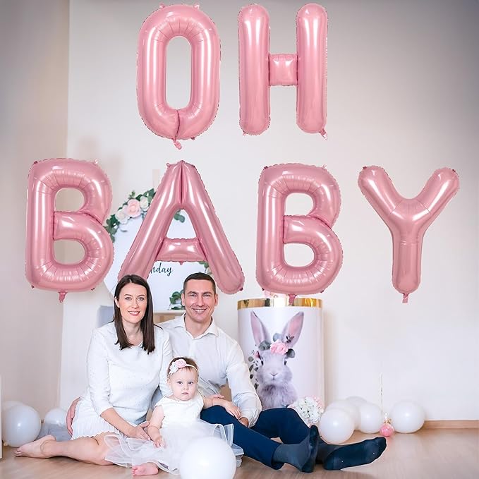 Self Inflating Pastel Pink S Letter Balloon, 40 Inch Large Alphabet Foil Custom Letter Balloon for Girls Birthday Party & Baby Shower Decoration