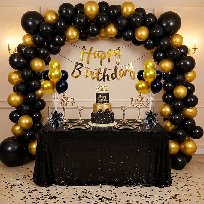 Aluminum Foil Balloon Weights for Parties (6 pcs) - 0.31lb (140g) Each - Premium Balloon Anchors for Birthday, Wedding, Dinner, Indoor & Outdoor Decorations(Black 6pcs)