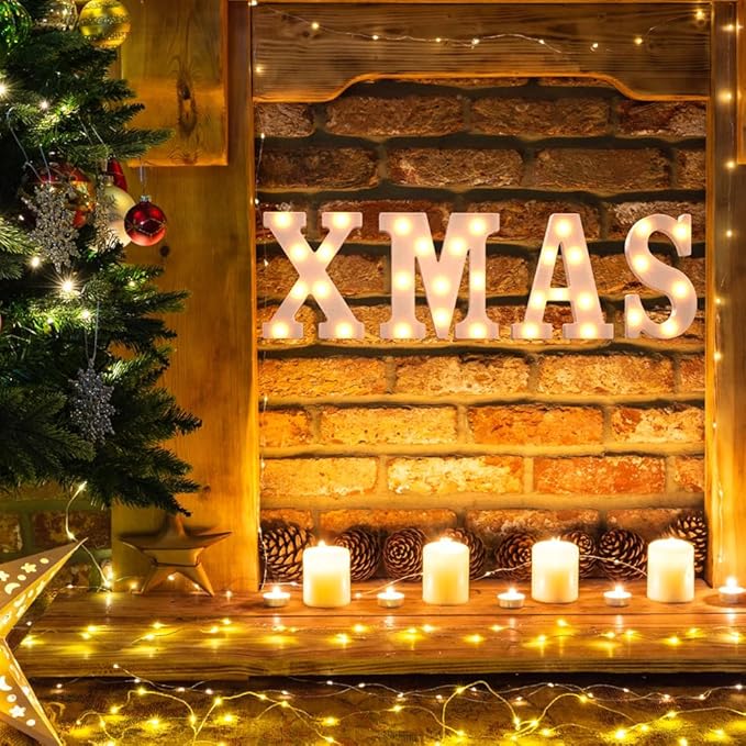Marquee Letters Light up Sign, 26 Alphabet Battery Powered LED Lights, White Letter Light for Valentines Day Xmas Engagement Party Wedding Baby Shower Birthday, Xoxo