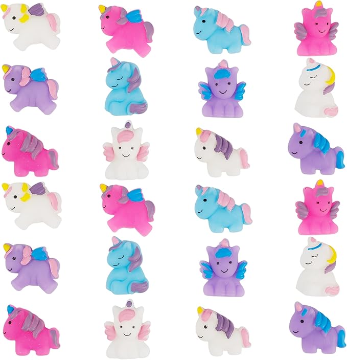 24 Pcs Squishy Toys, Unicorn Kawaii Mochi Squishies, Unicorn Party Favors Stress Relief Toys, Goodie Bags Christmas Birthday Gifts Classroom Prizes for Kids (Unicorn)