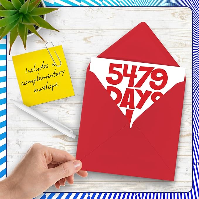 Stuff4 Funny 15th Birthday Card - 5479 Days Old - Hilarious 5.7 x 5.7 Inch Greeting Card for Men, Women, Grandma, Grandpa, Mom, Dad - No Ink Smudge for Messages - Birthday Card Humor for Adults