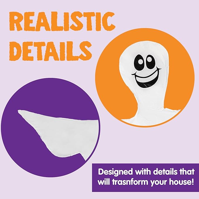 JOYIN 2 Pcs 53" Halloween Decoration Outdoor, Halloween Bendable Hanging Ghost for Lawn, Tree, Pilar Decorations, Tree Wrap Ghost Party Supplies