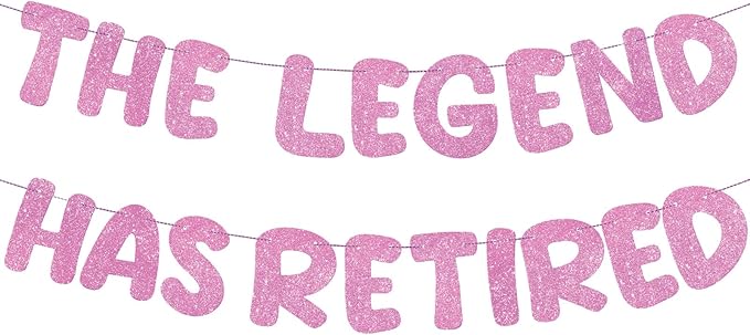 Fulmoon Pre Strung the Legend Has Retired Glitter Banner 9.8 ft Retirement Banner Retirement Party Decorations Garland Bunting for Men Women Gifts, No DIY(Pink)
