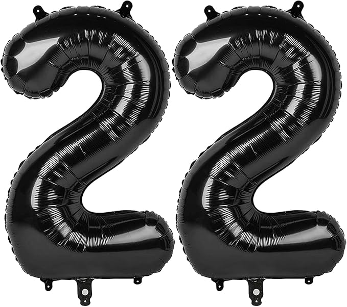 40 Inch Big Black Number 22 Balloon Birthday Decoration, Numbers 22 Helium Balloons 22 Celebration, Boy Girl Baby Anniversary Party Graduations Supplies Decorations