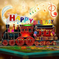 FaCraft Train Musical Birthday Cards for Kids - Music and Light, 3D Pop Up Happy Birthday Cards with Envelope Blank Insert for Boys Women Men Girls
