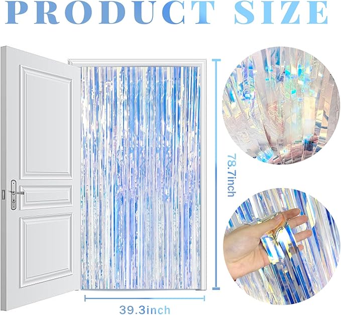 5 Pack Foil Curtain Backdrop Iridescent Metallic Tinsel Foil Fringe Curtains Photo Booth Props for Birthday Wedding Engagement Baby Shower Bachelorette Christmas Holiday Celebration Party Decorations