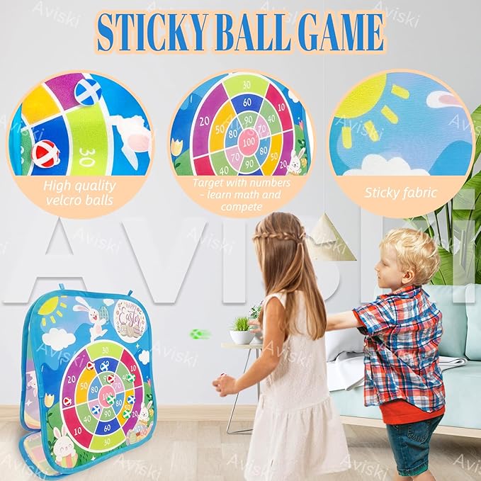 Easter Party Games for Kids, Bean Bag Toss Games Outdoor with Bunny Egg Chick Pattern and Scores, Easter Games and Yard Outdoor Indoor Activities for Family Gathering Toss Game