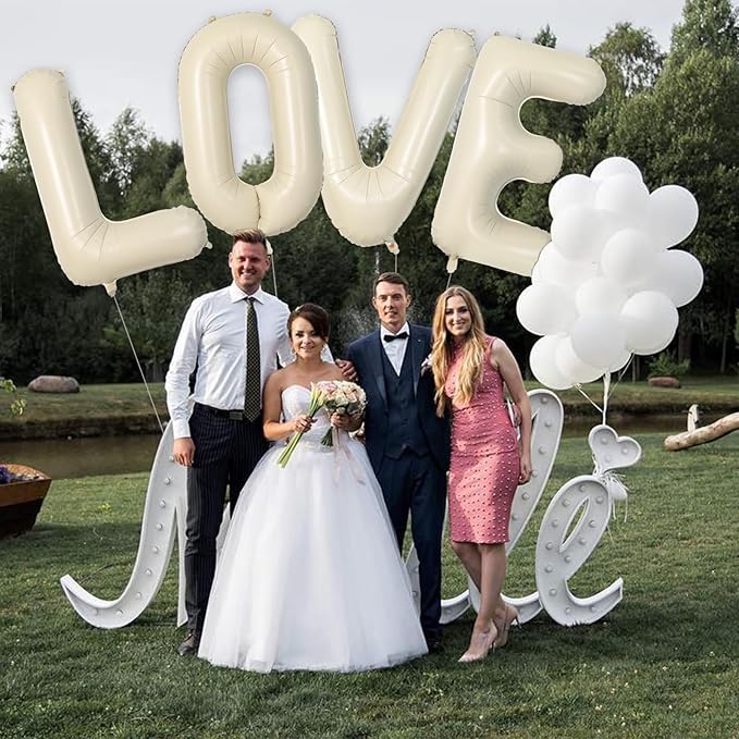 Biapian 40 Inch Letter J Balloons, Giant Cream J Foil Balloon, Big Single Alphabet A-Z Balloons, Beige Large Aluminum J Balloons Helium for Birthday, Baby Shower, Wedding, Anniversary Party Decoration