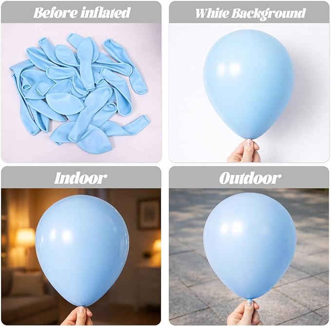 110pcs Light Blue Balloons 12inch Baby Blue Latex Party Balloons for Boys Girls Birthday Party, Baby Shower, Wedding, Gender Reveal, Baby Shower, Anniversary Party Decorations