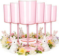Ciaell 12 Pack Pink Plastic Wine Glasses - 10 Oz Disposable Wine Glasses with Stem for Parties & Weddings & Poolside & Outdoors & Camping & Easter