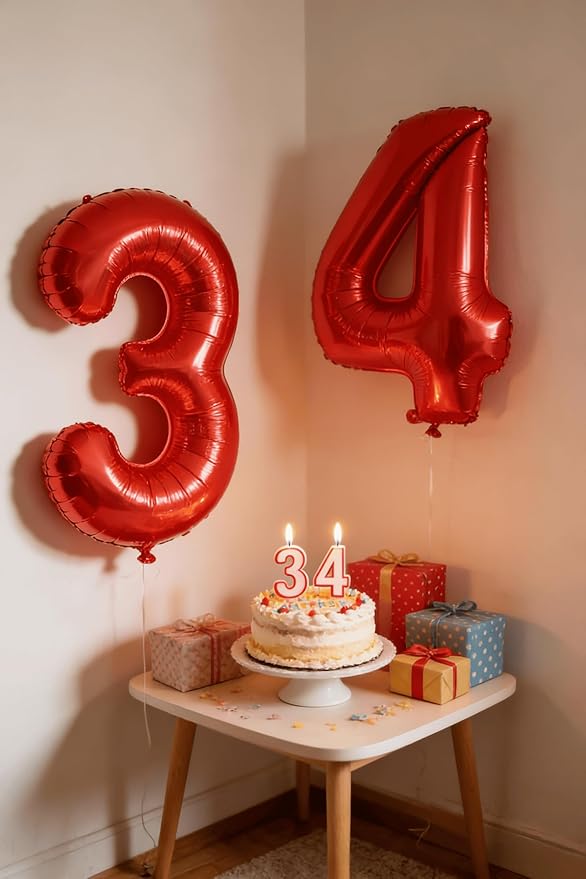 Laser Red 4 Balloon, Number Balloons 40 Inch, 4th Birthday Decorations for Girls Four Large Numbers for Party Decor, Number 4 Balloon