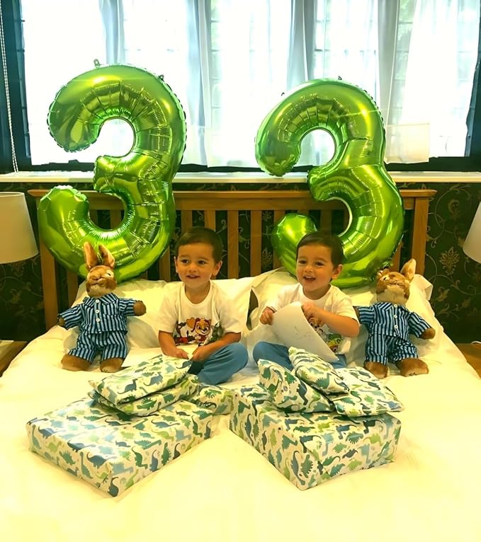 Large 40 Inch Light Green 3 Number Balloon, 3 13 23 30 33 36 38 Light Green Birthday Party Decorations, Numbers Three Foil Balloons for Anniversary Party Graduations Celebration Supplies