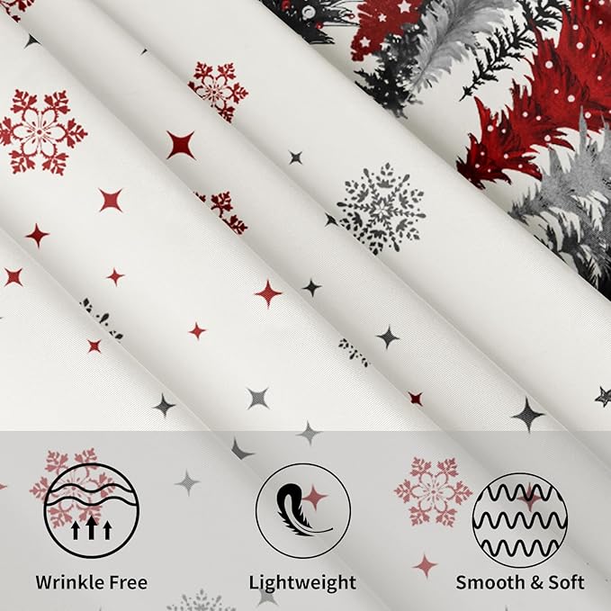 Christmas Snowflake Round Tablecloth Cream Tablecloth 70 Inch Gary and Red Tree Pattern Circle Table Cloth Winter Holiday Table Cover for Home Kitchen Dinning Party Xmas Decor