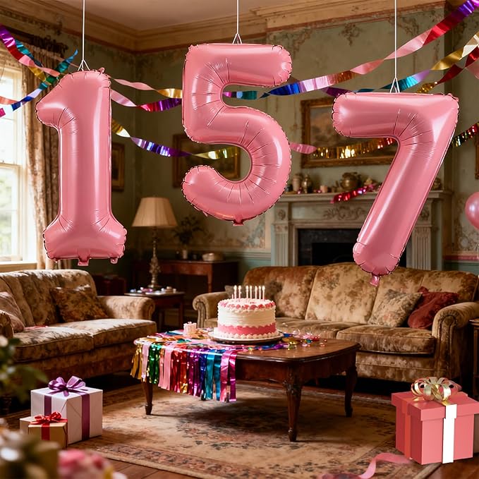 40 Inch Large Foil Helium Number Balloon Birthday Wedding Party 0-9 (Baby Pink, 6)