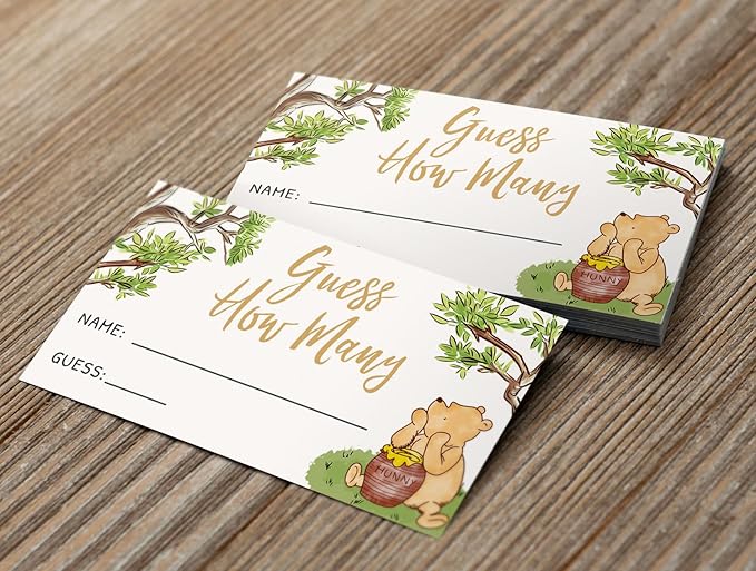 Baby Shower Guess How Many Game Set of 30, Party Supplies - Classic Pooh Collection (How Many Game)