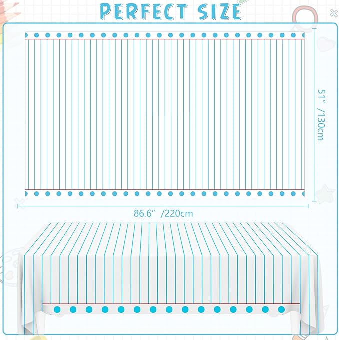 4PCS Notebook Theme Tablecloth Preschool Kindergarten Party Tablecover First Day to School 51x86 Inch Large Disposable Rectangle Notebook Tablecloth Cover for Back to School Educational Decorations