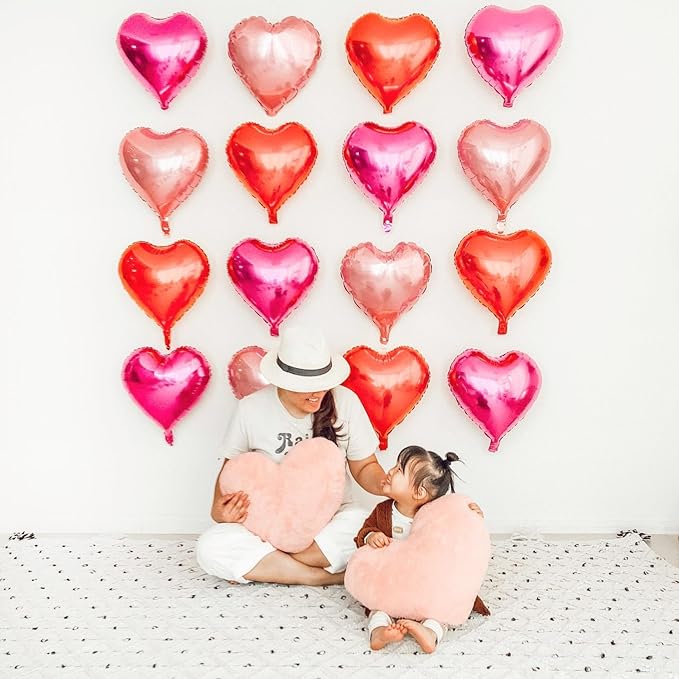 Rose Gold Foil Heart Balloons, 10PCS Rose Gold Heart Shape Balloons, Valentines Balloons 18inch Foil Balloons for Helium Birthday Decorations for Valentines Day, Wedding, Brithday Party, Baby Shower