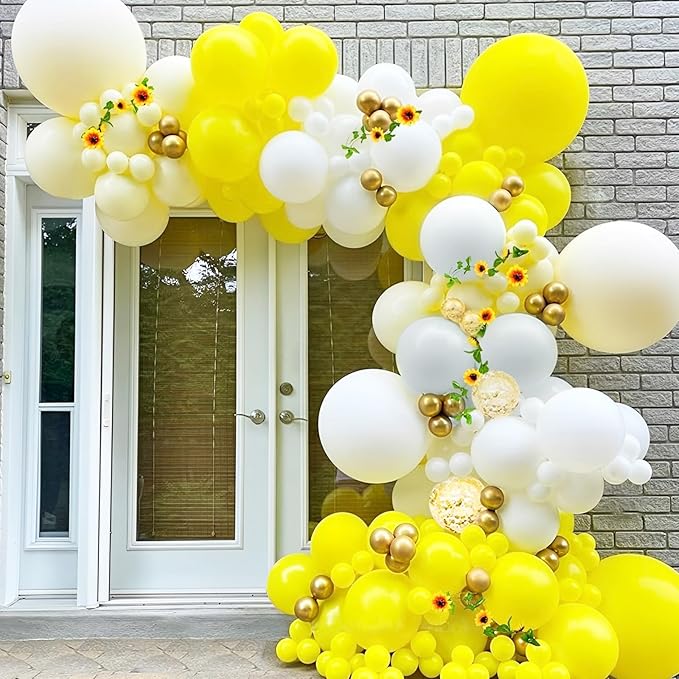 90pack Yellow Balloons Different Size 18/12/10/5 Inch Yellow Balloon Garland Arch Kit for Graduation, Wedding, Birthday, Baby Shower, Sunflower and Honeybee Theme Party Decorations