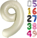 Cream Number 9 Balloon 40 Inch, 9th Birthday Party Decorations for Children, Giant 9 Foil Balloon for Party Supplies