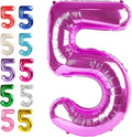 Large Rosy Purple 40 Inch Birthday Number 5 Balloon, Rosy Purple Five 5th 15 25 35 50 55 Birthday Anniversary Celebration Decorations, Foil Mylar Helium Numbers 5 Balloons Girl Boy Party Supplies