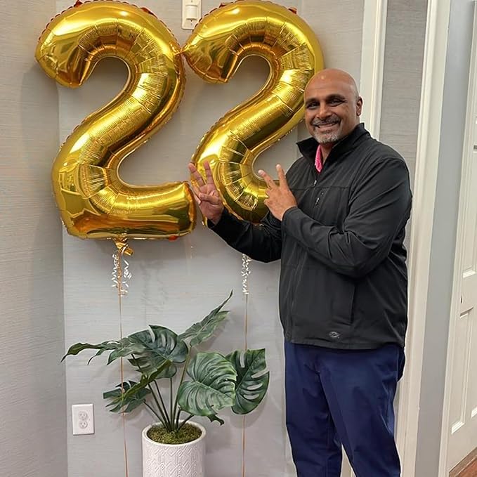 40 Inch Gold Balloon Number 22 Balloon,Jumbo Mylar Foil Helium Balloon for 22 Birthday Digital Balloons for Birthday Party,Wedding Anniversary Party Decorations