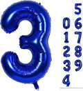 Navy Blue Number 3 Balloon, 40In Large Dark Blue Foil Number Balloons Set 0-9 for Women, Self Inflating Royal Blue Digital 3 Helium Balloon for Boys 3rd Birthday Party Decorations Supplies