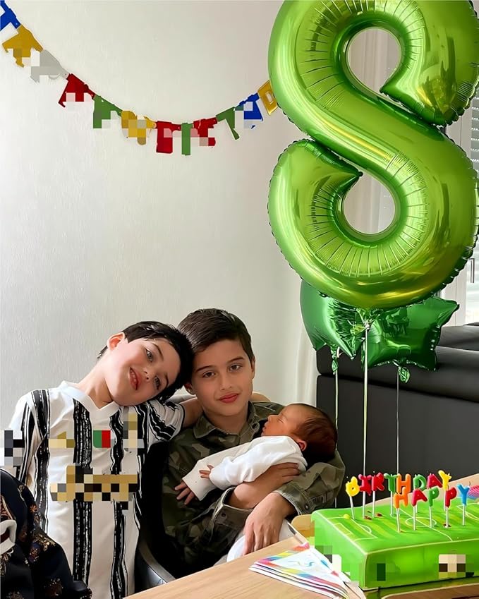 Light Green Foil Number 8 Balloon 40 Inch, Helium Mylar Eight Number 8 18 28 38 48 58 80 88 Birthday Balloons, 8th Light Green Women Men Wedding Anniversary, Graduations Party Supplies