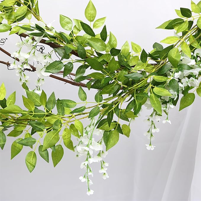 5 Pcs Wisteria Garland Artificial Flower Arch Floral Garland Decor Fake Hanging Flowers for Wedding Arch
