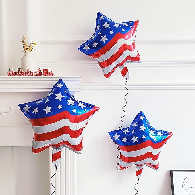 147Pcs Red White and Blue Independence Day Balloon Garland Arch Kit,with Explosion Star,Flag Foil Balloons for 4th of July Patriotic Memorial Veterans Baseball Nautical Birthday Party Decorations