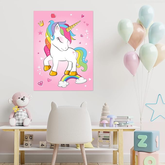 NEBURORA Pin The Horn on The Unicorn Birthday Party Game with 30 Horns for Party Supplies Favors Girls Rainbow Christmas Party Decorations Home Wall Decor