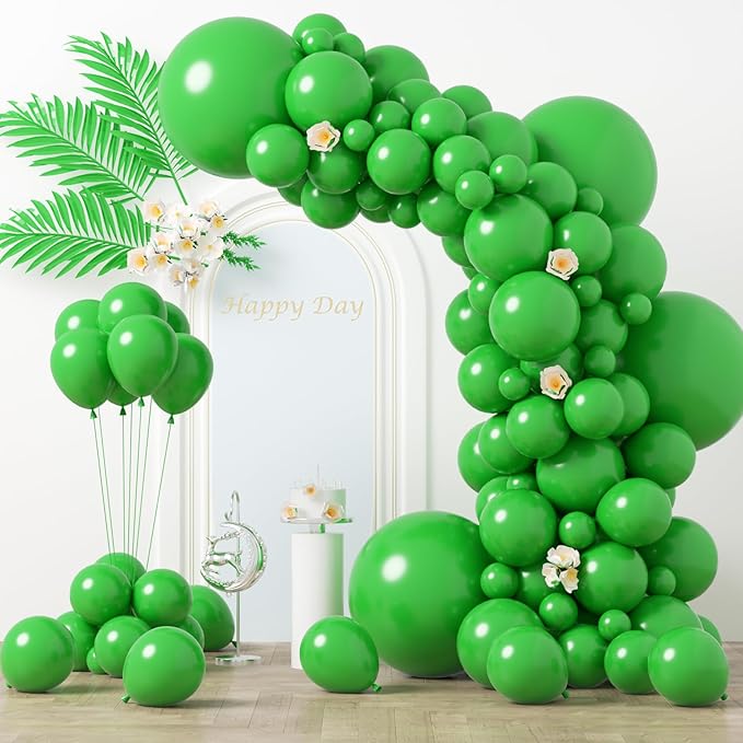130pcs Green Balloons Different Sizes 18" 12" 10" 5" Party Latex Balloons for Birthday Dinosaur Baby Shower St. Patrick's Day Summer Jungle Forest Safari Party Decorations