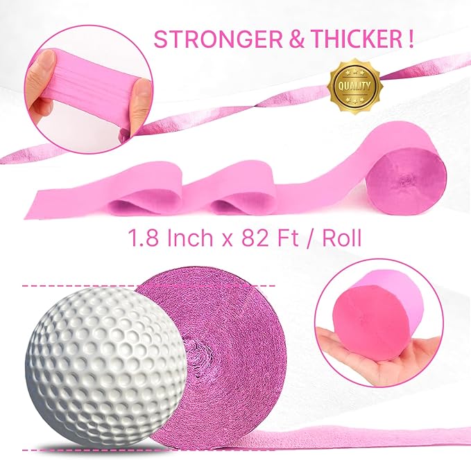 PartyWoo Crepe Paper Streamers 4 Rolls 328ft, Pack of Light Pink Crepe Paper for Party, Wedding, Birthday & Baby Shower Decorations (1.8 Inch x 82 Ft/Roll)
