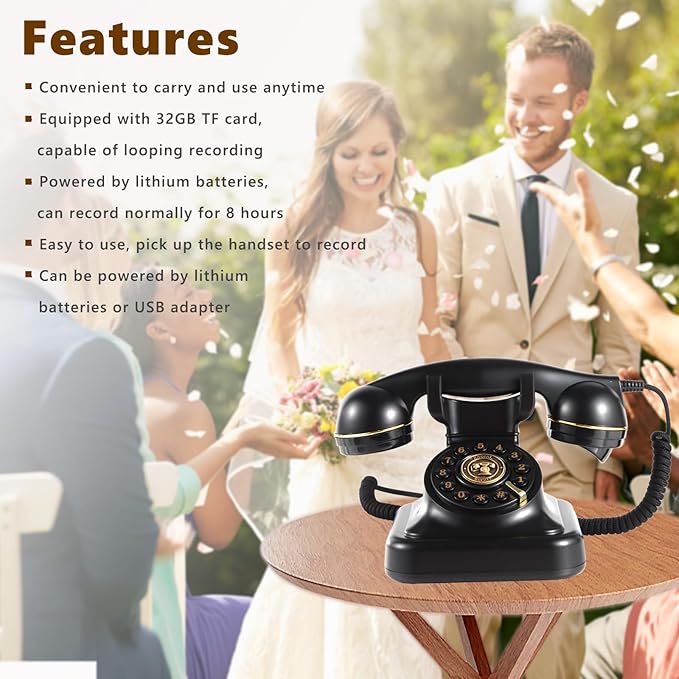 Audio Guest Book Wedding Phone, Audio Guestbook,Record Audio Messages with GuestBook, Guestbook Alternative for Wedding, Birthday Party, Baby Shower, Anniversary, Engagement (Black)