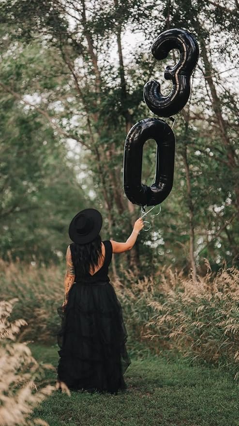 40 Inch Black Number 8 Balloon, Giant 8 Number Balloons for 8th Birthday Decorations, Party Supplies for Baby Boy Girl, Black Party Decor