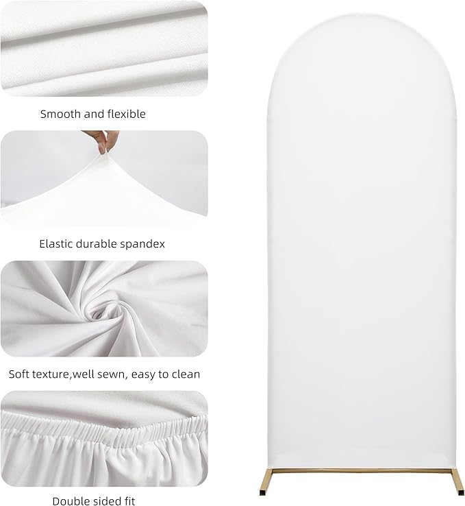 6.6FT Arch Covers,Arch Backdrop Stand Fitted Cover for Wedding Birthday Party Ceremony Banquet Decoration(White,Cover Only)